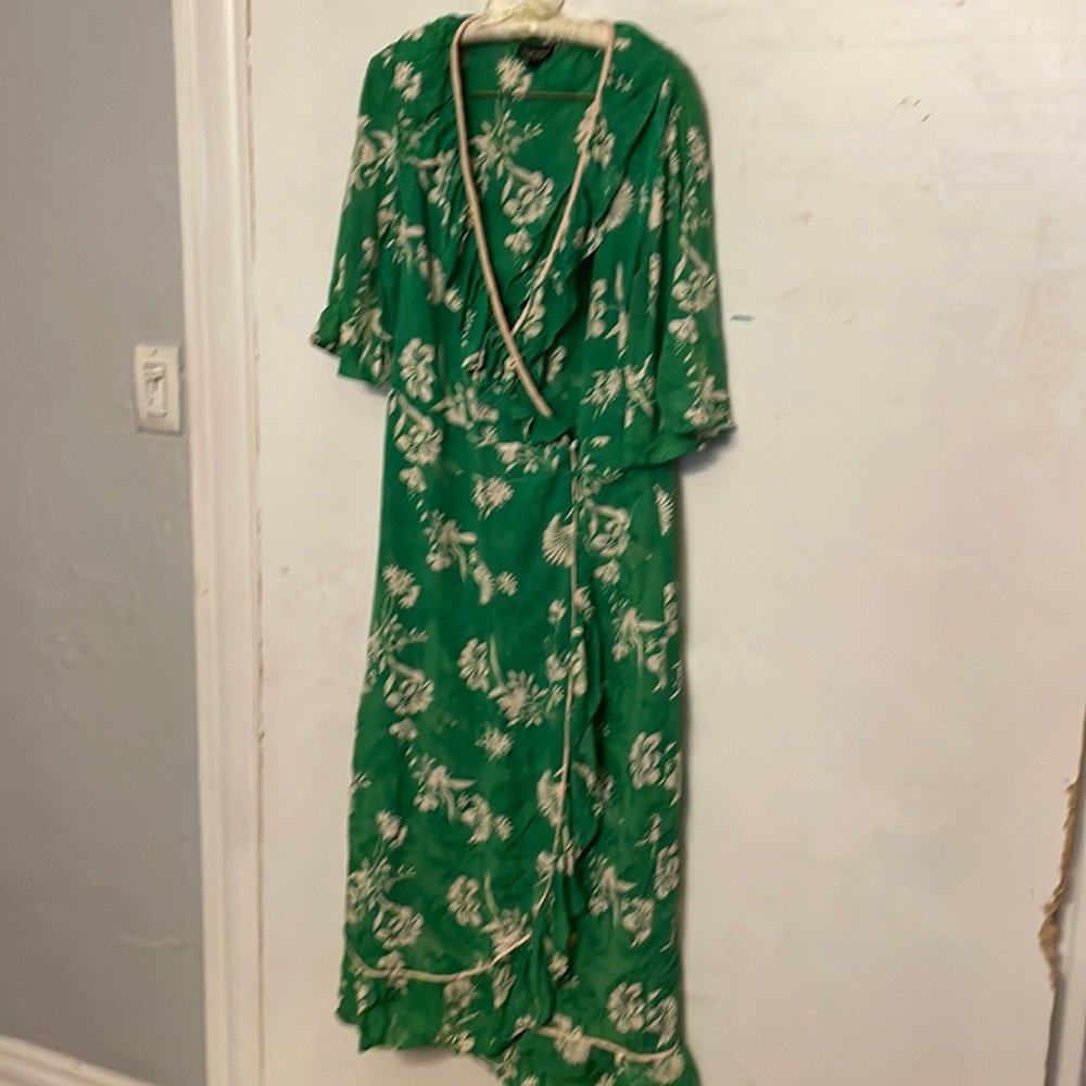 Top shop emerald green retro wrap dress size 8